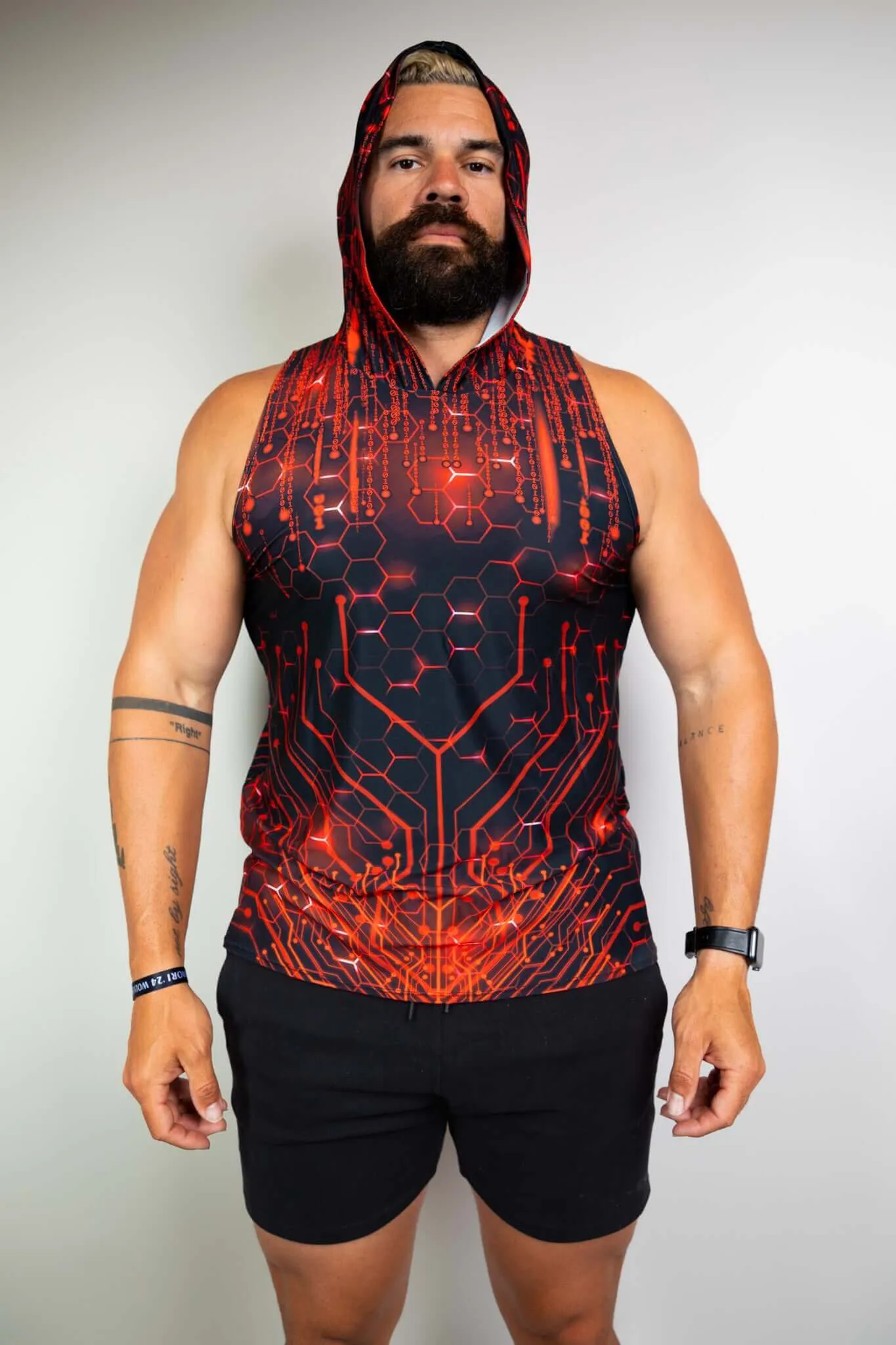 Red Singularity Tank Top with Hood