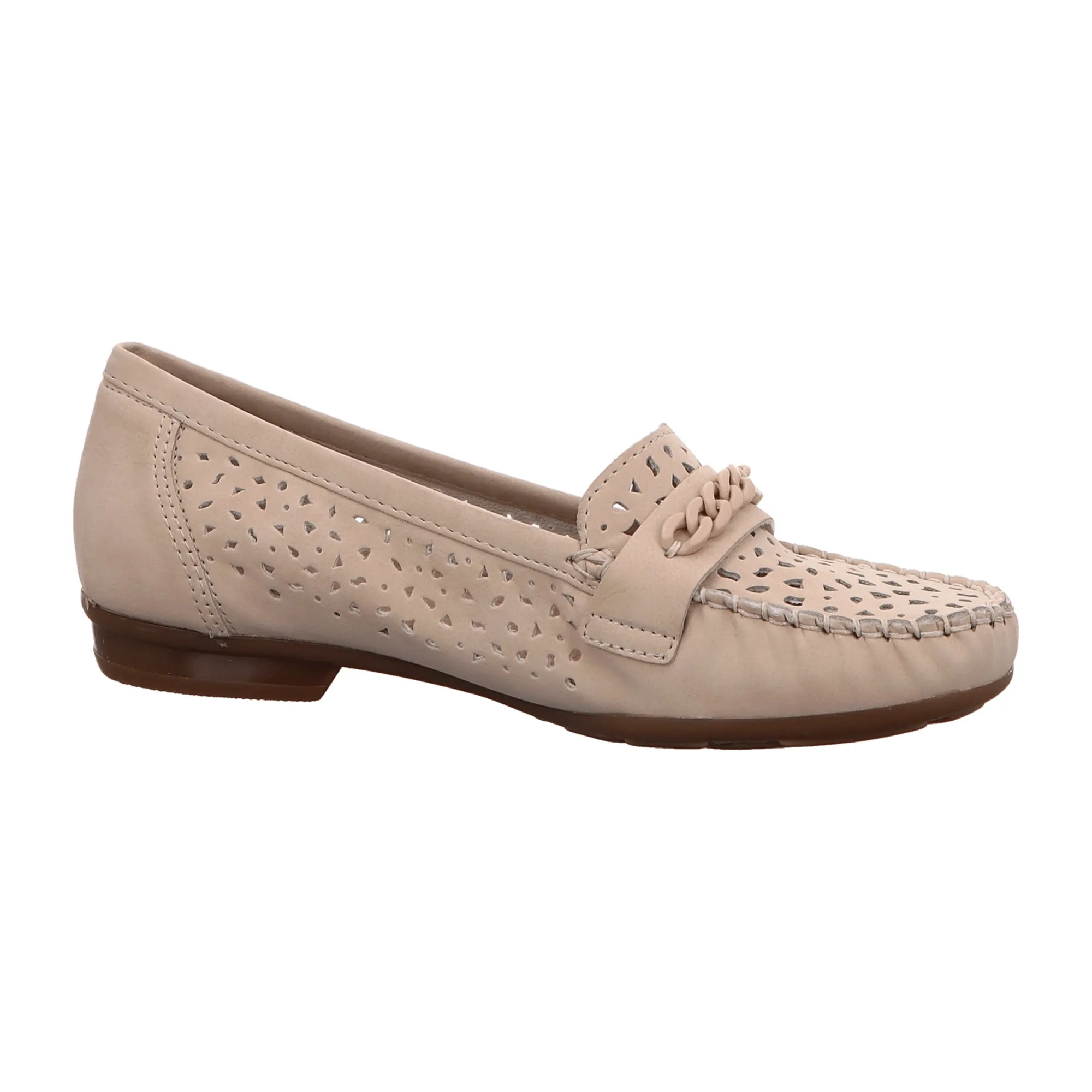 Rieker Beige Slip-On Women's Ballerina Shoes with Cushioned Sole and Comfort Fit