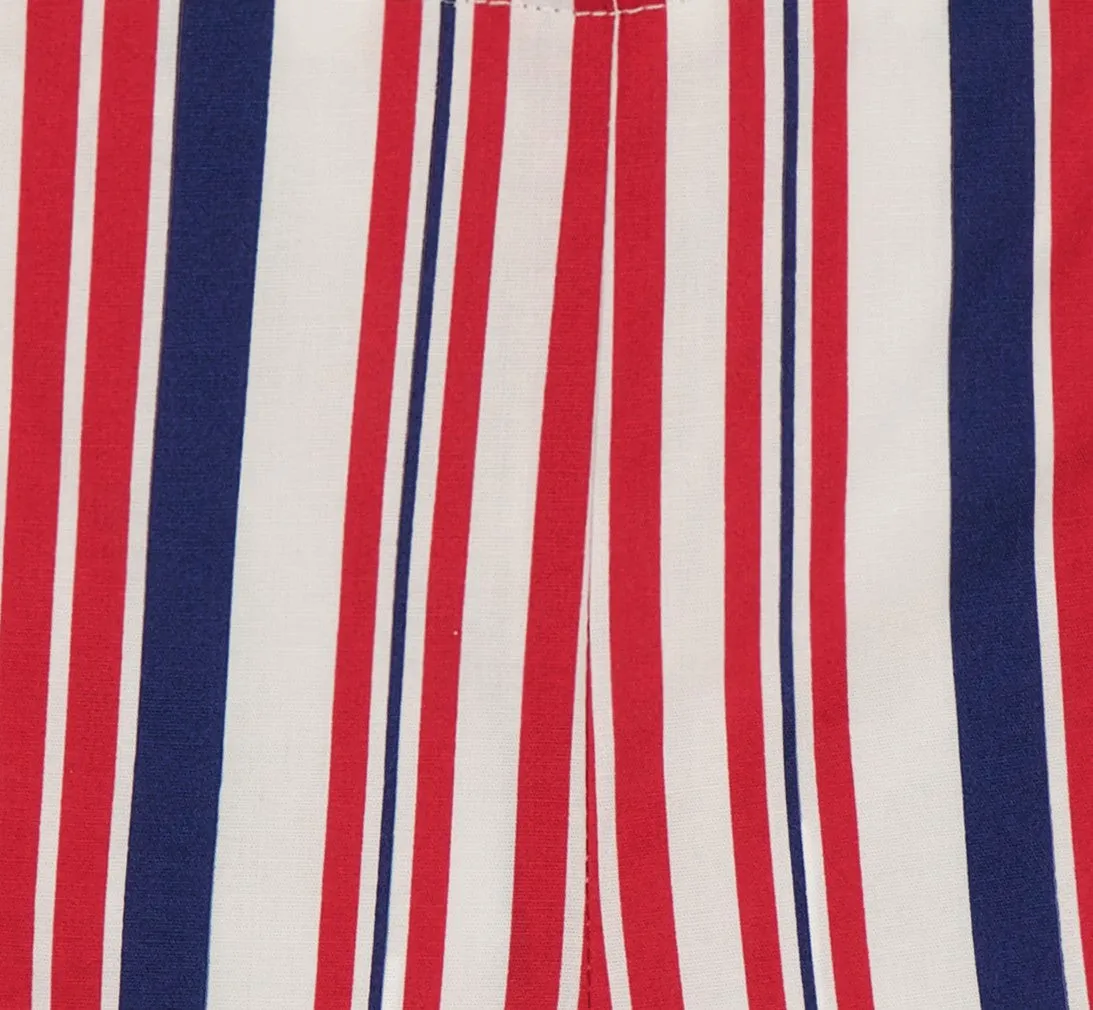 Sailor Button Shorts Red White Navy Stripe