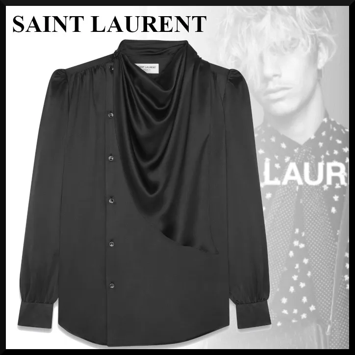 Saint Laurent  |Silk Long Sleeves Plain Luxury Shirts