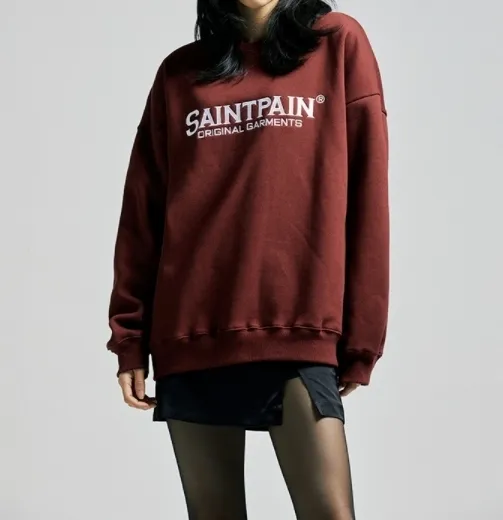 SAINTPAIN  |Unisex Street Style Long Sleeves Logo Sweatshirts