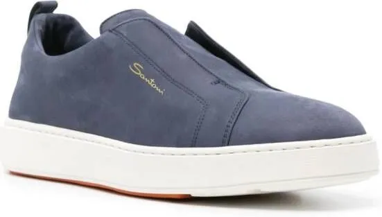 Santoni leather slip-on sneaker Blue