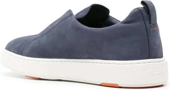 Santoni leather slip-on sneaker Blue