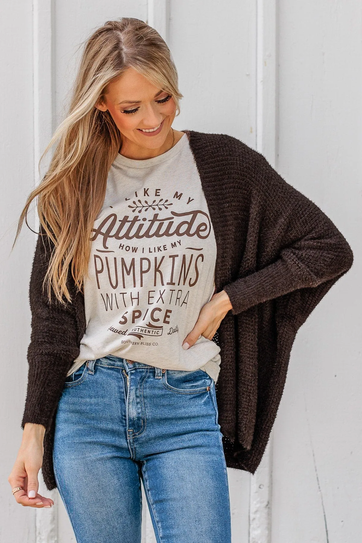 Sitting Pretty Dolman Knit Cardigan- Dark Brown