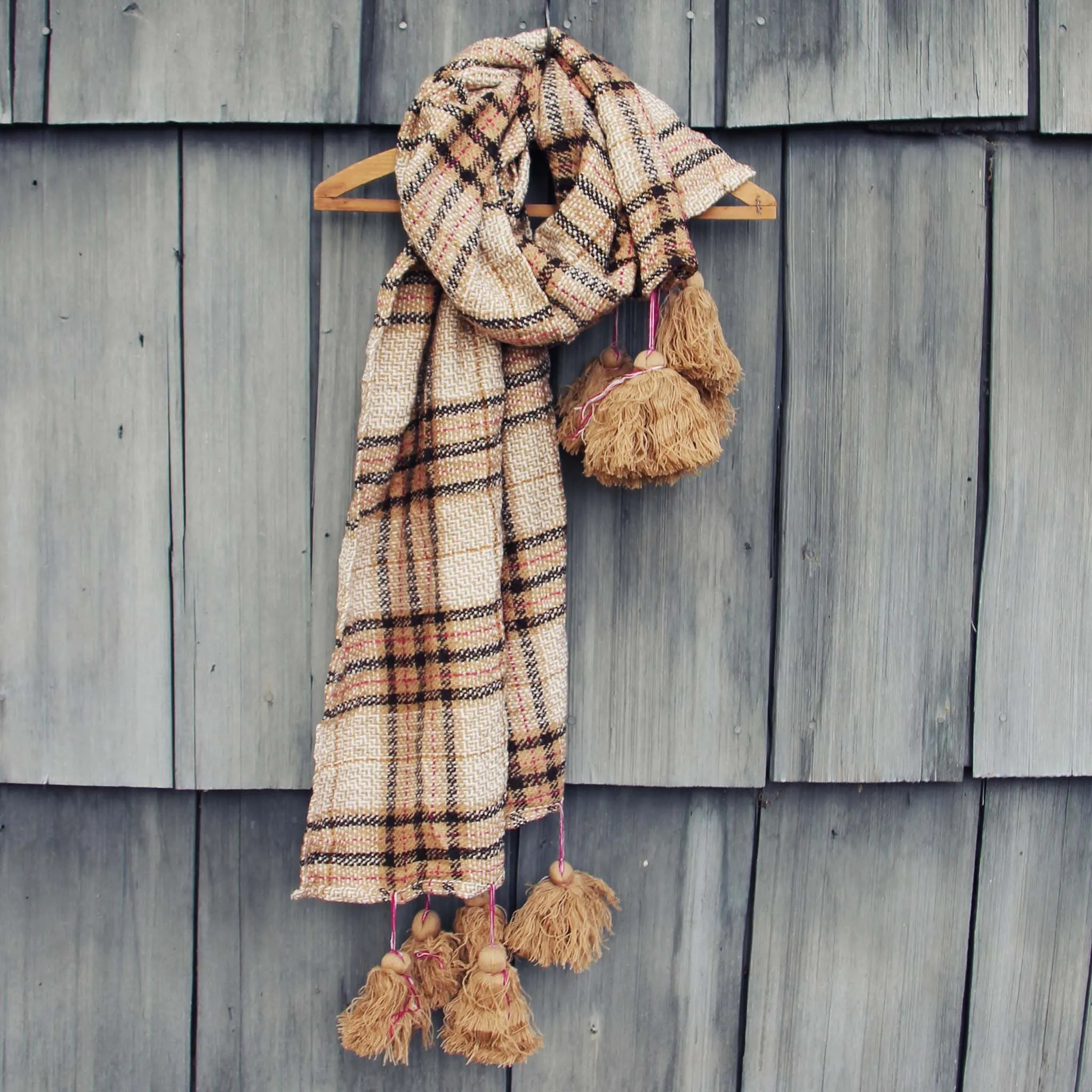 Snowy Cabin Tassel Scarf