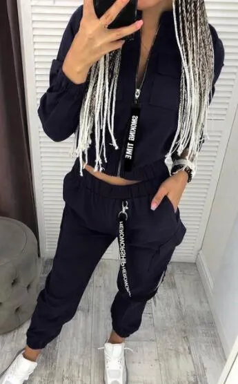 Stay Comfortably Cool with Our Long Sleeve Zipper Pants Streetwear Track Suit Casual