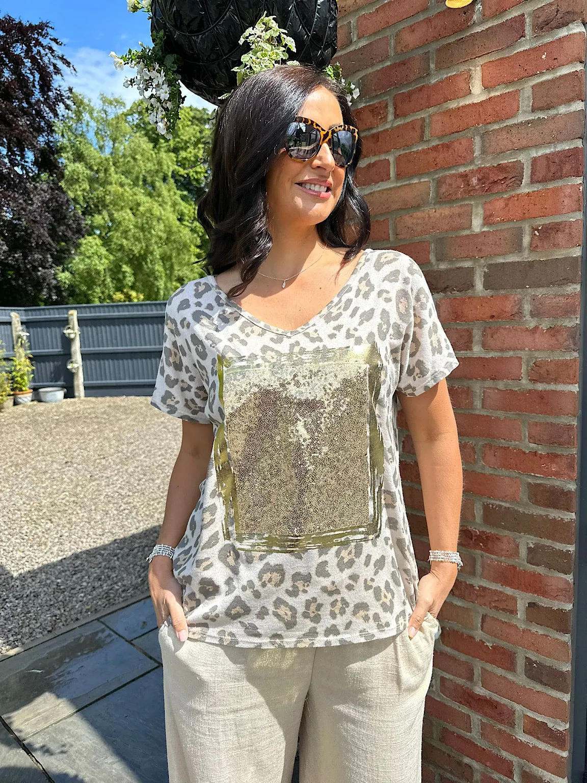 Stone Leopard Sequin Square Top Trina