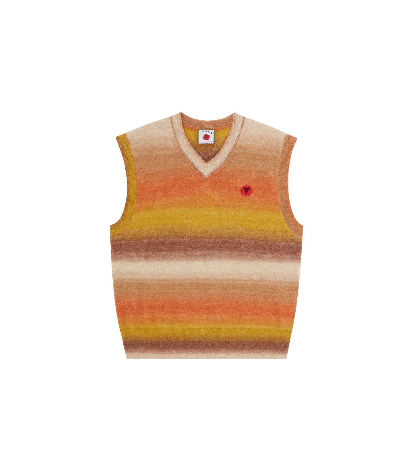 STRIPED KNITTED VEST - YELLOW/BROWN