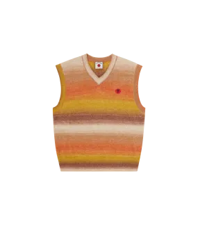 STRIPED KNITTED VEST - YELLOW/BROWN