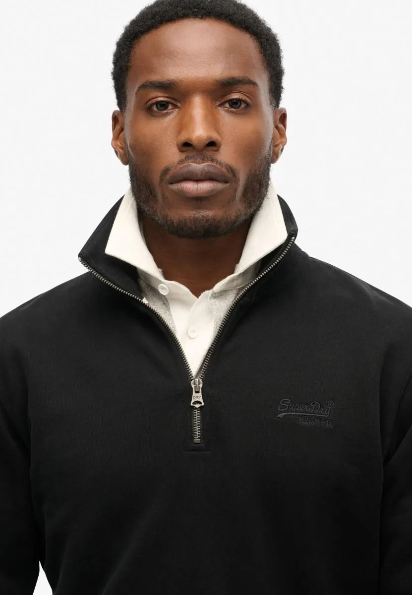 Superdry Essential Logo Henley 1/4 Zip Sweatshirts Black