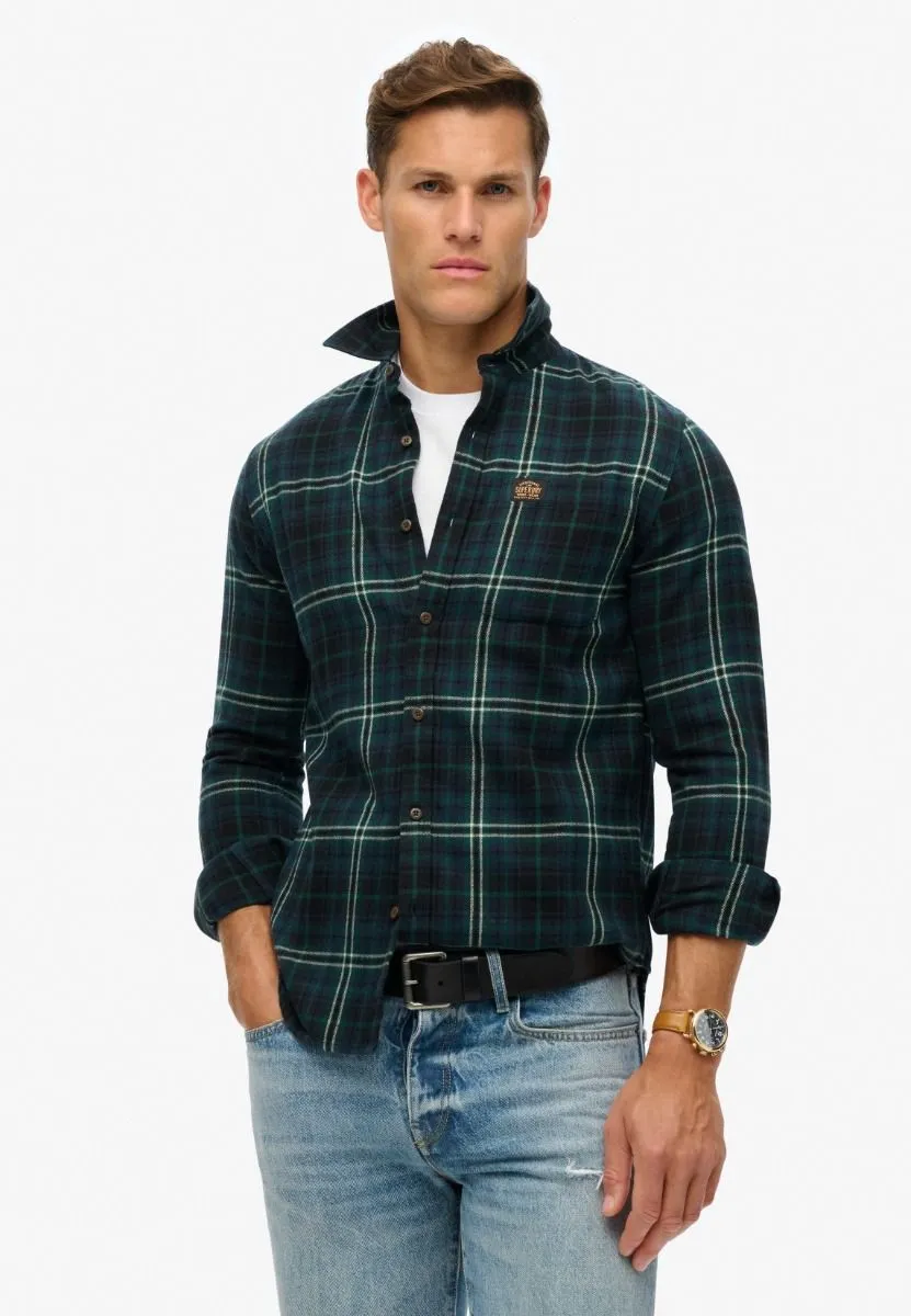 Superdry Lumberjack Cotton Long Sleeve Shirt Frontier Check Navy