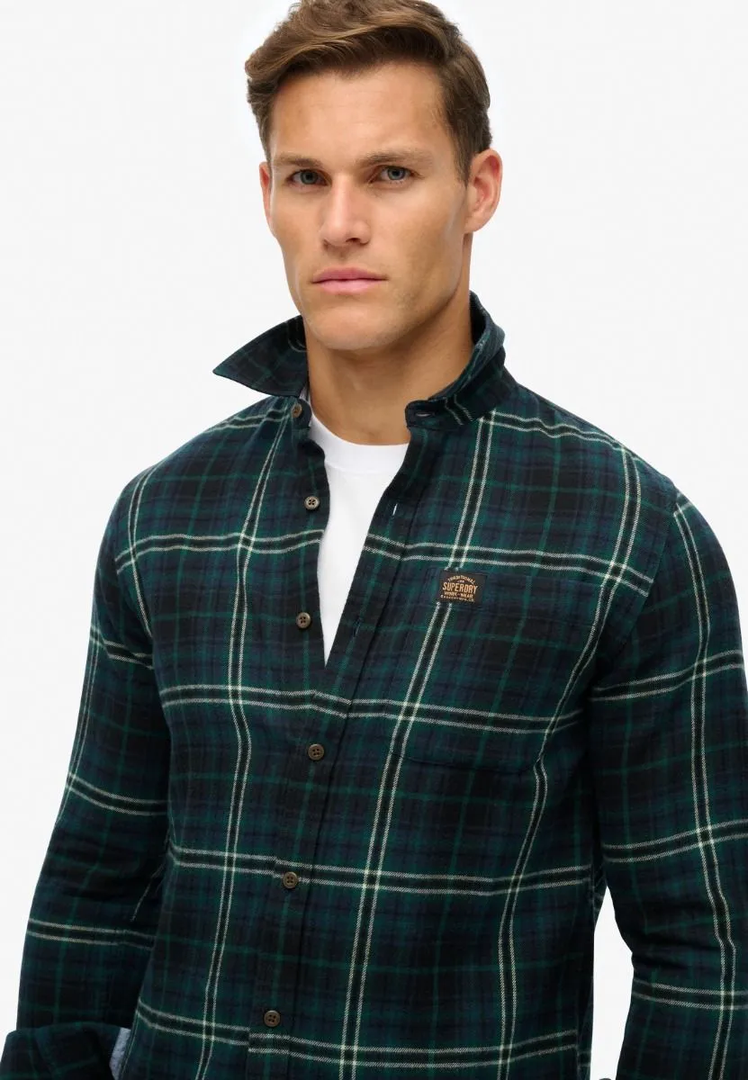 Superdry Lumberjack Cotton Long Sleeve Shirt Frontier Check Navy