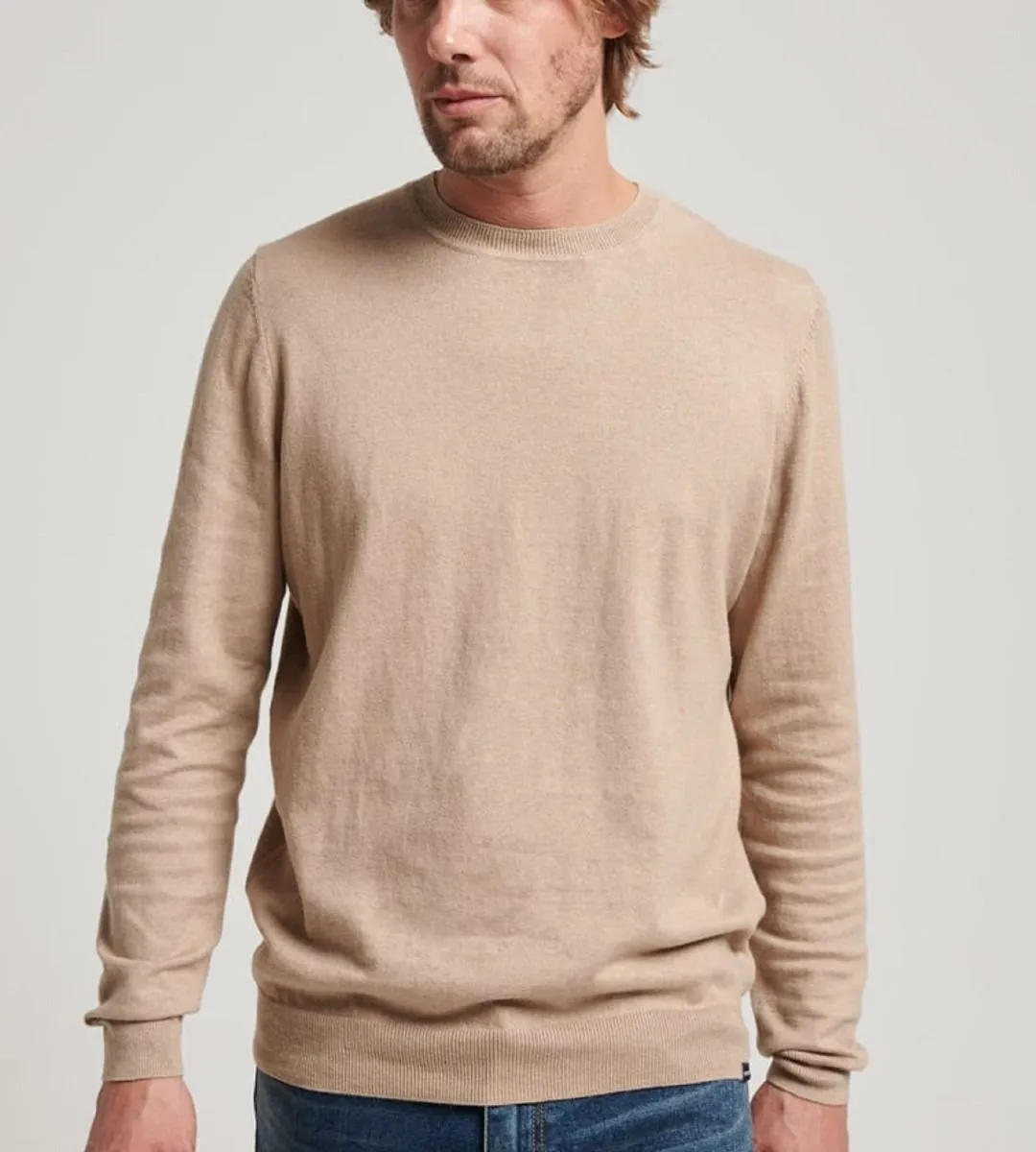 Superdry Vintage Embroided Crew Neck Cotton Jumper Oatmeal Marl