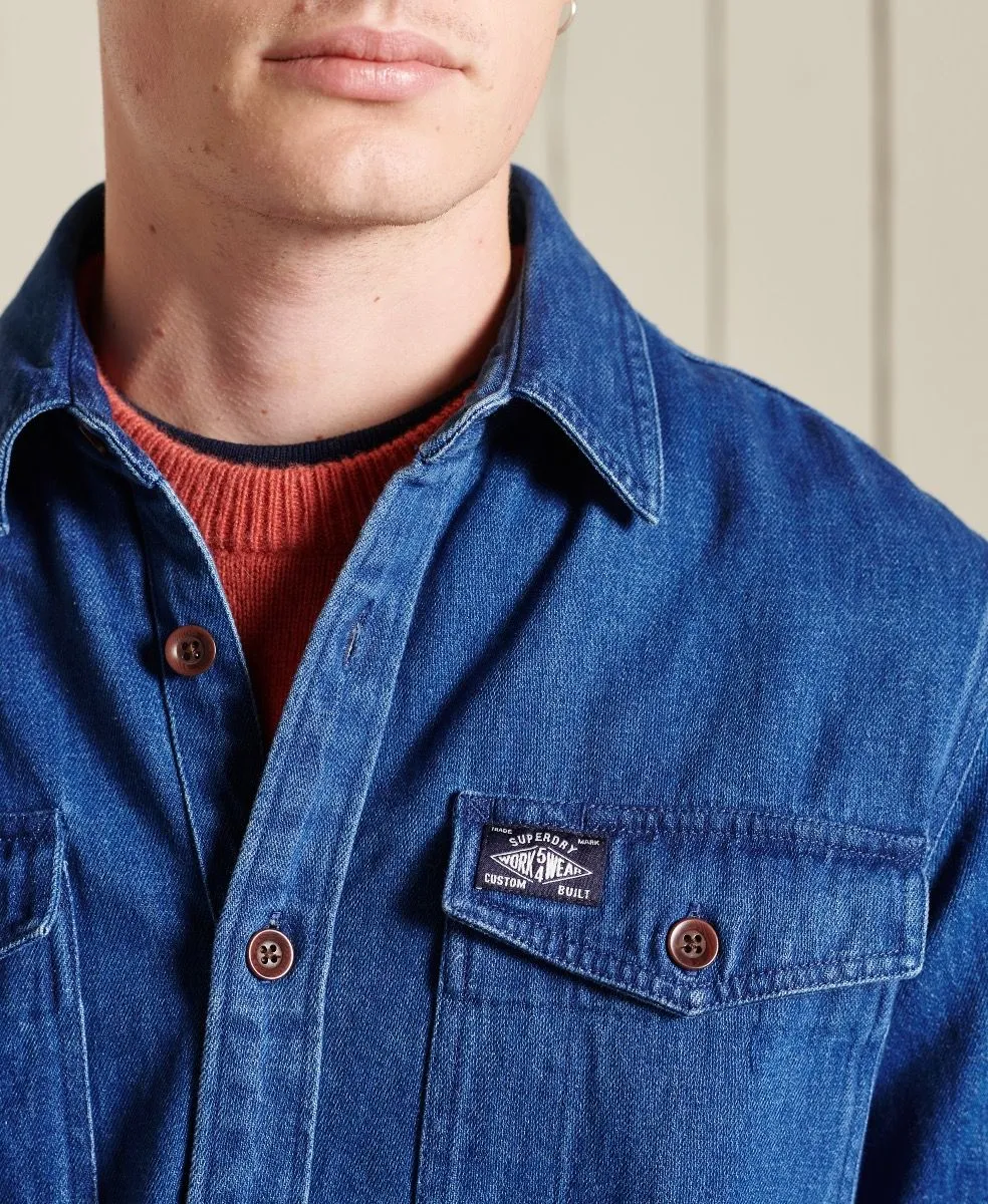 Superdry Work Denim Shirt Mid Blue