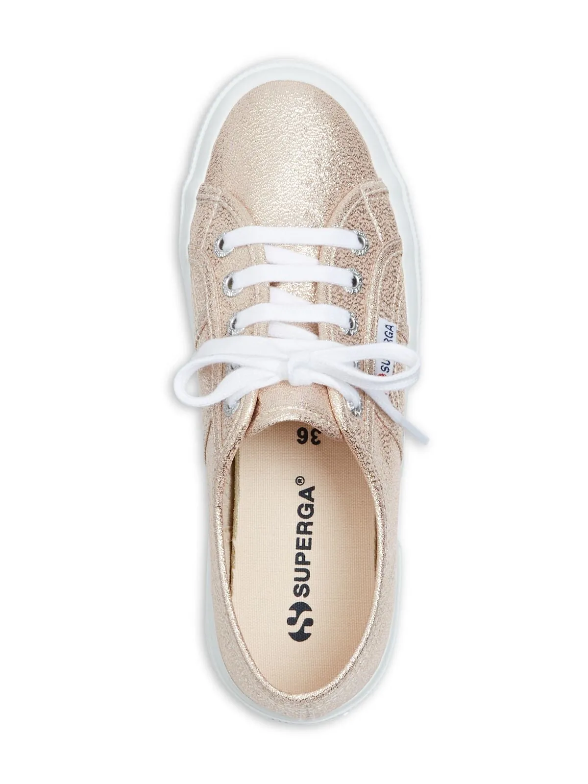 SUPERGA Womens Pink Shimmery Comfort Logo 2750 Lamew Round Toe Platform Lace-Up Athletic Sneakers Shoes