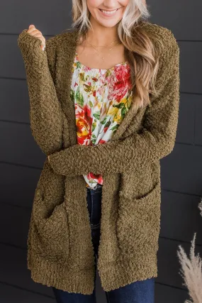 Take Another Look Popcorn Cardigan- Dusty Olive