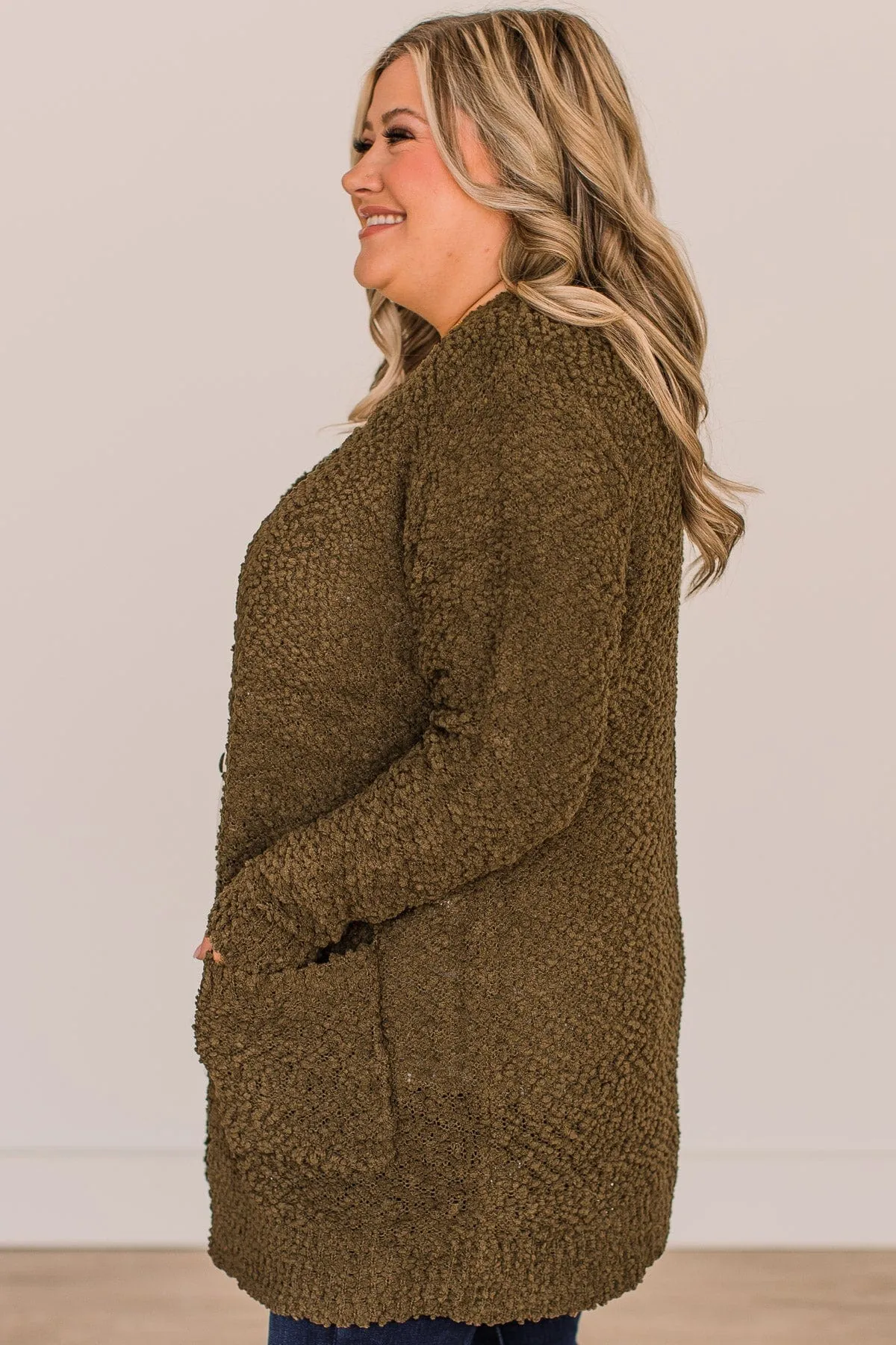 Take Another Look Popcorn Cardigan- Dusty Olive