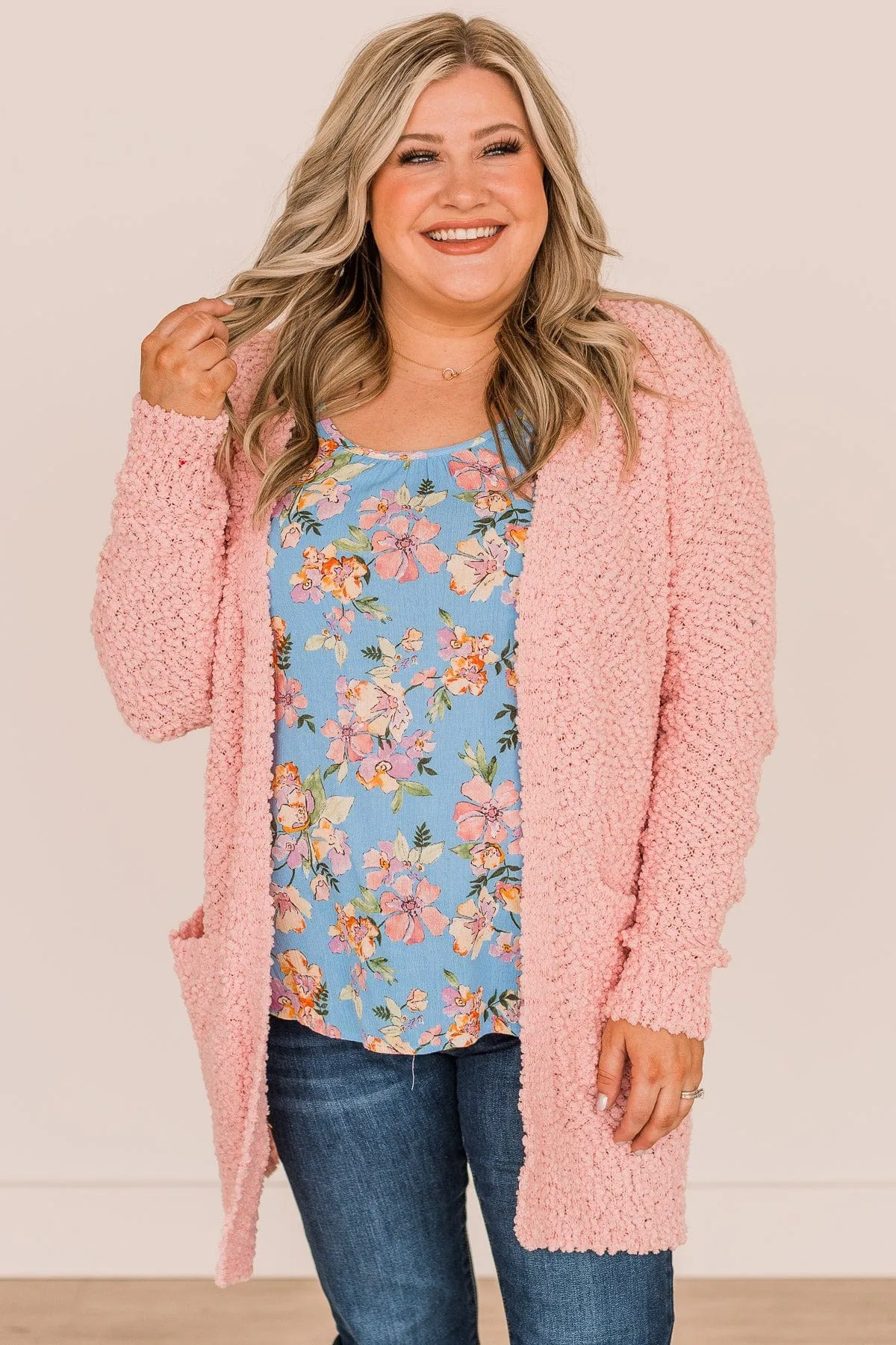 Take Another Look Popcorn Cardigan- Light Pink