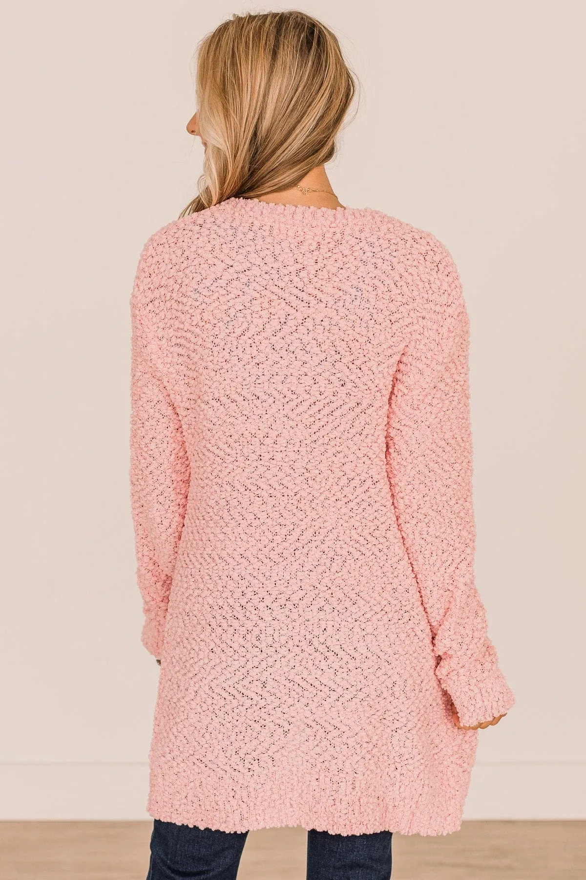 Take Another Look Popcorn Cardigan- Light Pink