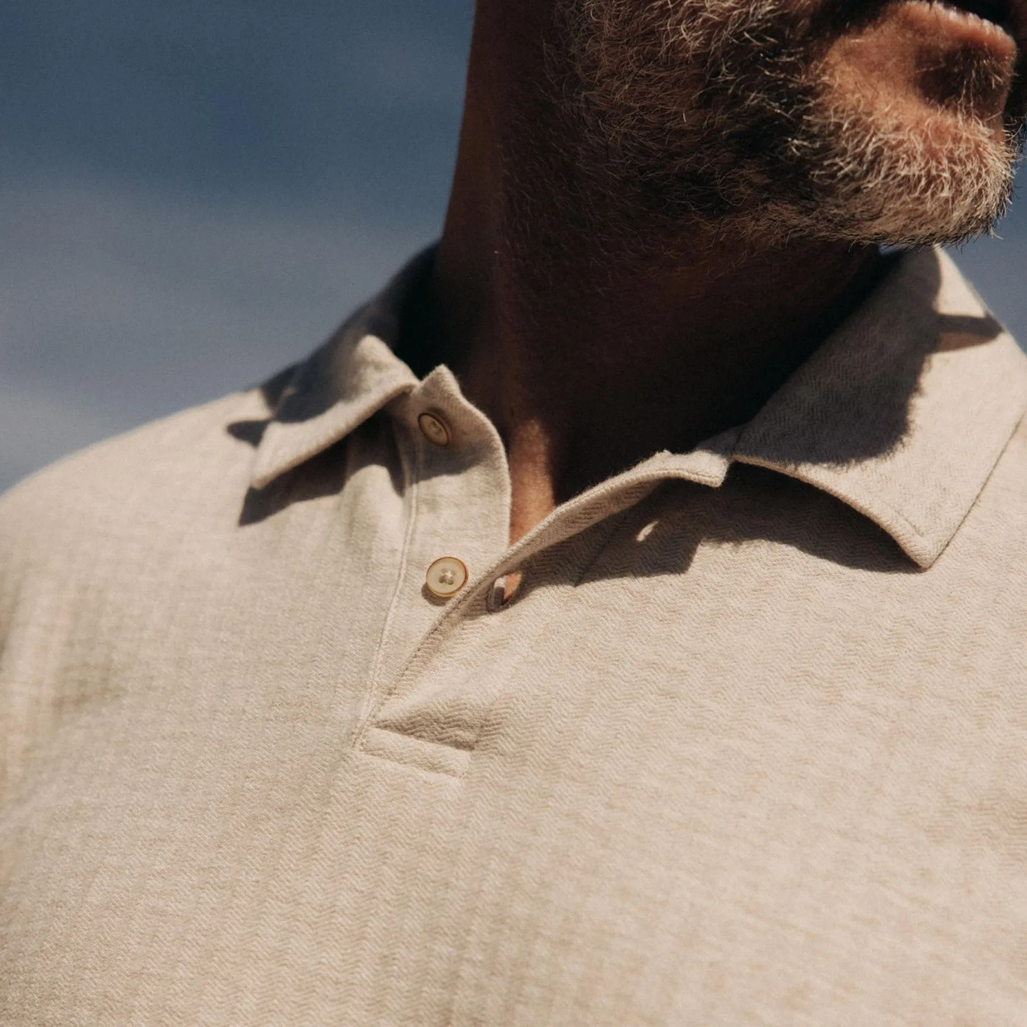 The Herringbone Polo in Heather Oat