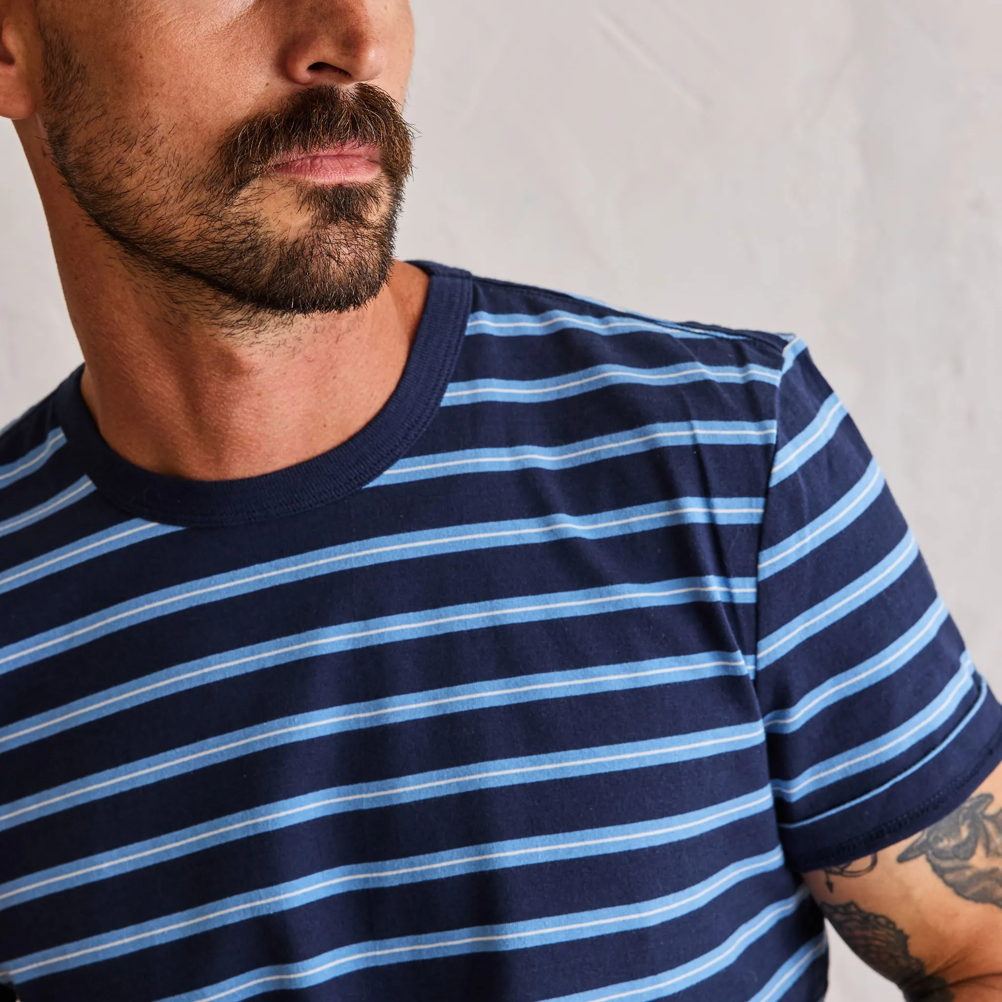 The Organic Cotton Tee in Navy Stripe