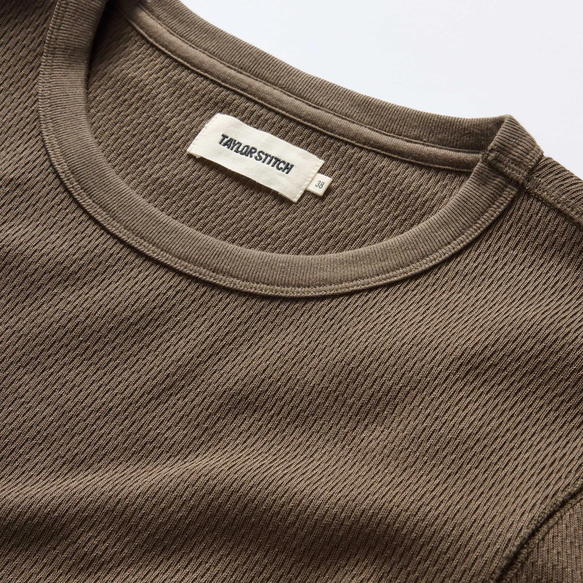 The Organic Cotton Waffle Crew in Fatigue Olive