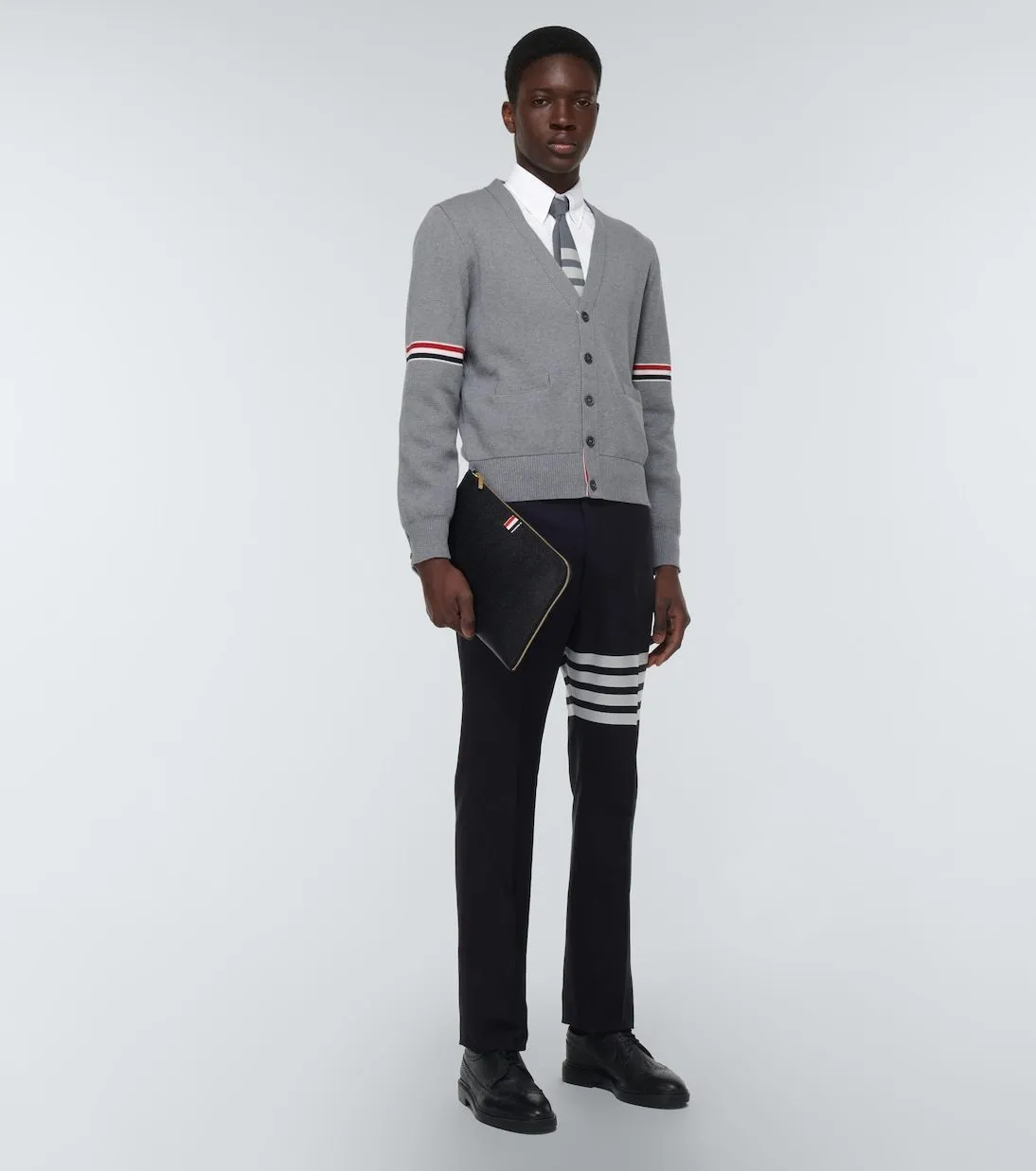 THOM BROWNE  |Stripes Long Sleeves Plain Cotton Logo Designers Shirts