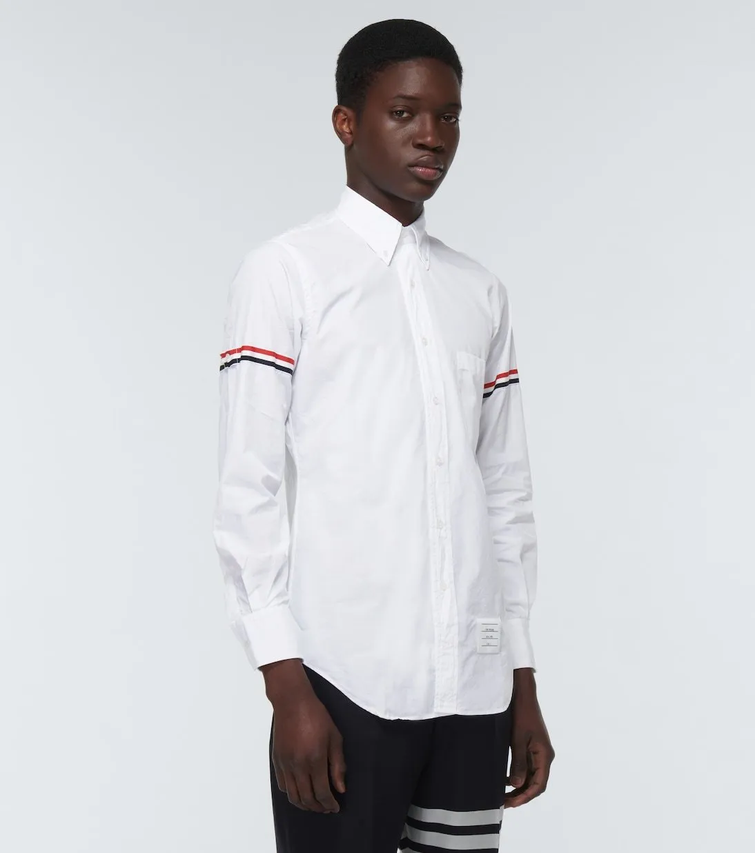 THOM BROWNE  |Stripes Long Sleeves Plain Cotton Logo Designers Shirts