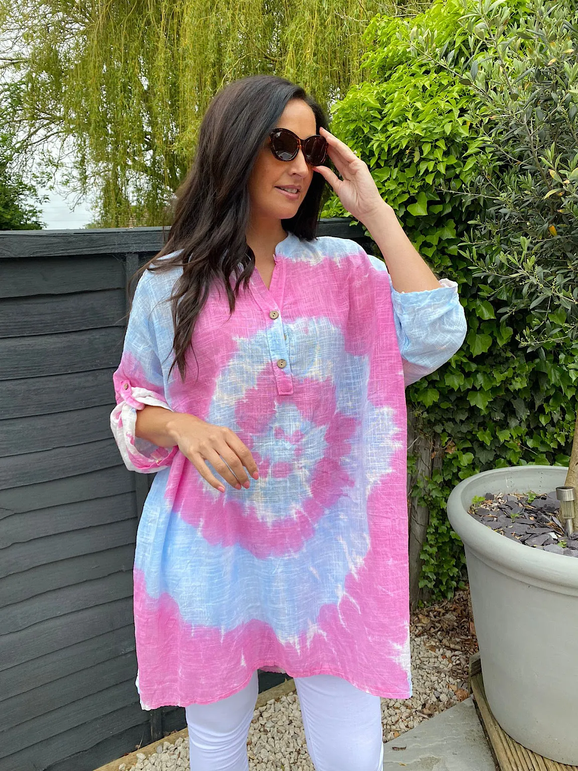 Tie Dye Button Detail Tunic Harriet