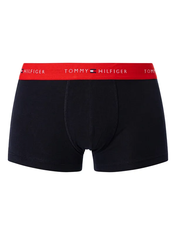 Tommy Hilfiger 5 Pack Signature Cotton Essentials Trunks - Black (Red/Well Water/White/Hunter/Desert Sky)