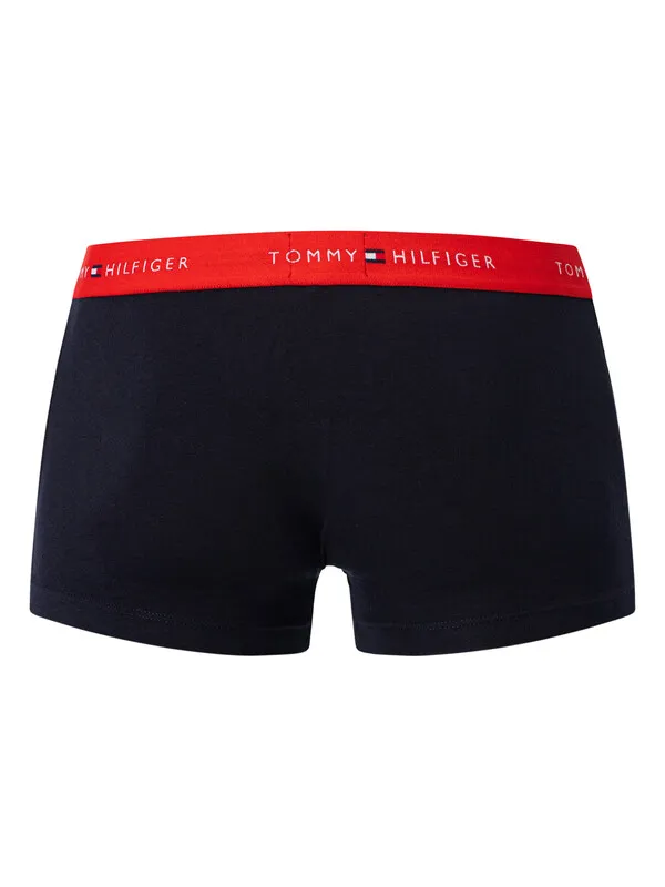 Tommy Hilfiger 5 Pack Signature Cotton Essentials Trunks - Black (Red/Well Water/White/Hunter/Desert Sky)