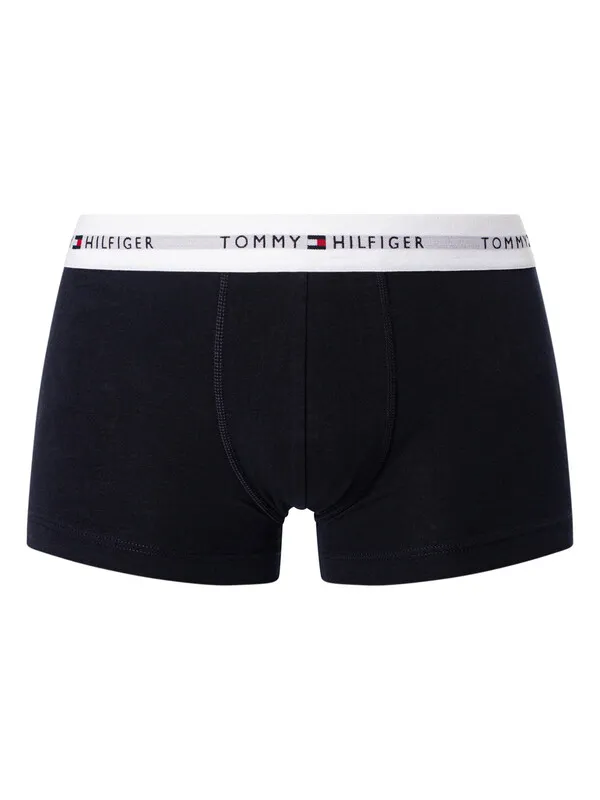 Tommy Hilfiger 5 Pack Signature Cotton Essentials Trunks - Black (Red/Well Water/White/Hunter/Desert Sky)