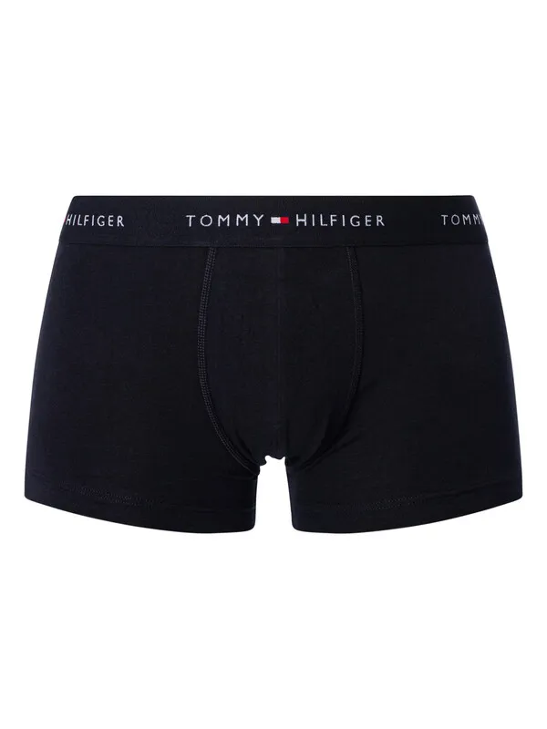 Tommy Hilfiger 5 Pack Signature Cotton Essentials Trunks - Black (Red/Well Water/White/Hunter/Desert Sky)