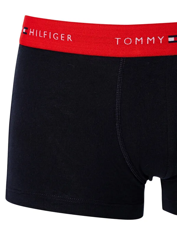 Tommy Hilfiger 5 Pack Signature Cotton Essentials Trunks - Black (Red/Well Water/White/Hunter/Desert Sky)