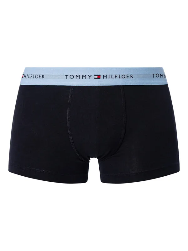 Tommy Hilfiger 5 Pack Signature Cotton Essentials Trunks - Black (Red/Well Water/White/Hunter/Desert Sky)