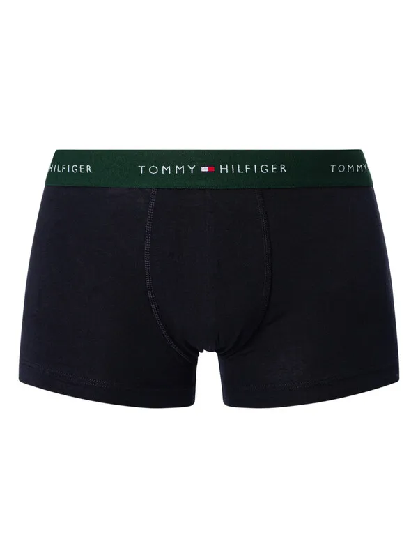 Tommy Hilfiger 5 Pack Signature Cotton Essentials Trunks - Black (Red/Well Water/White/Hunter/Desert Sky)