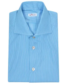 Turquoise and White Micro Stripe Cotton Sportshirt