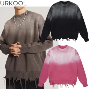 URKOOL  |Pullovers Unisex Street Style U-Neck Bi-color Long Sleeves