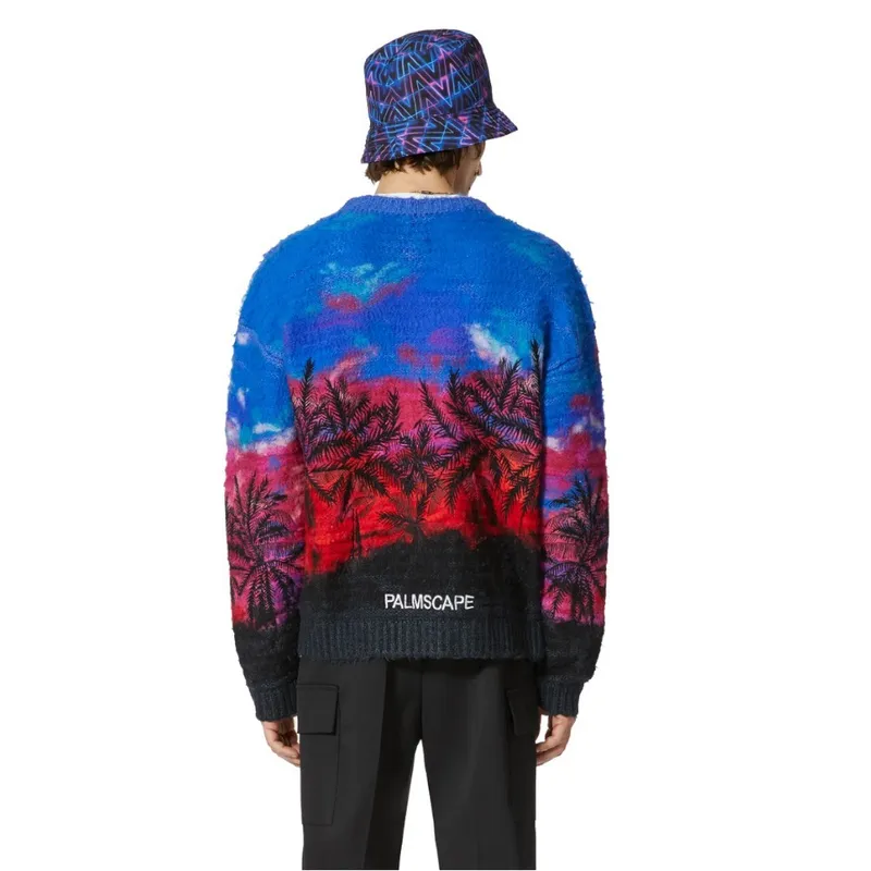 VALENTINO  |Crew Neck Tropical Patterns Long Sleeves Luxury Sweaters