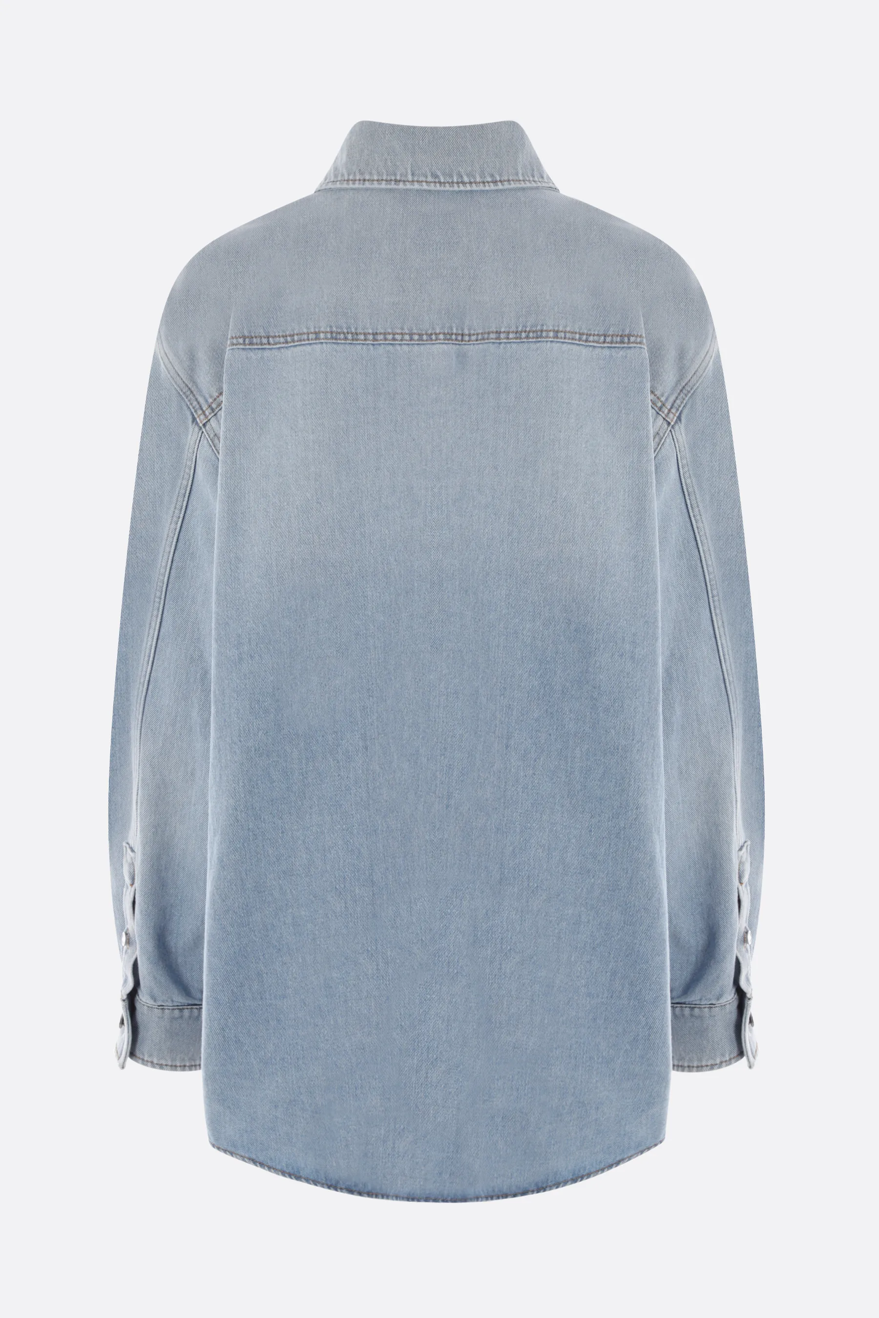 VALENTINO  |Denim Long Sleeves Plain Logo Luxury Shirts