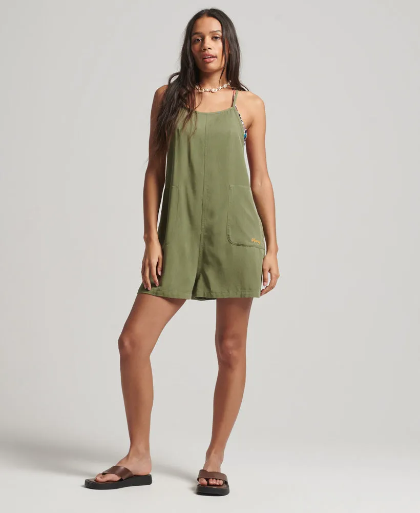 Vintage Woven Playsuit | Olive Khaki