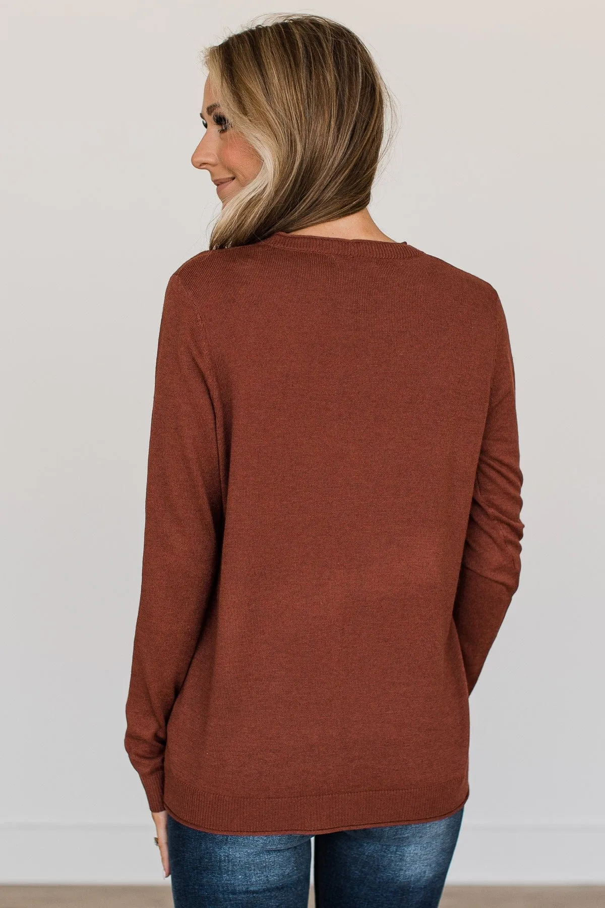 What Matters Most Button Cardigan- Dark Rust