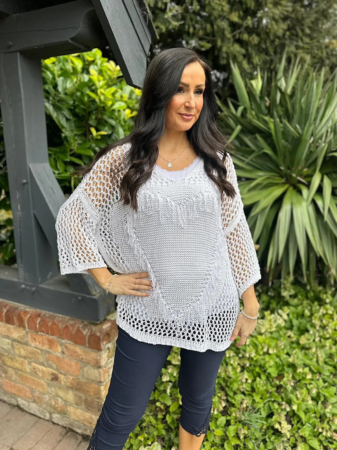 White Tassel Heart Knit Bianca