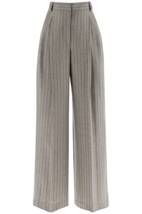 wide virgin wool pinstripe trousers MP577P8669 TAUPE/TABACCO