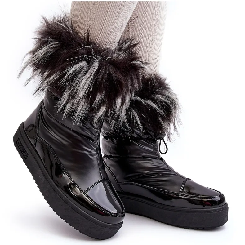 Women's Snow Boots With Fur Black Big Star MM274379