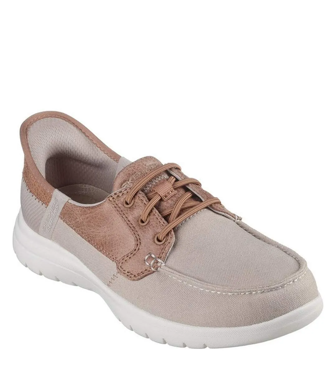 Womens/ladies on the go flex palmilla boat shoes taupe Skechers