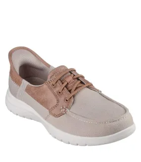 Womens/ladies on the go flex palmilla boat shoes taupe Skechers