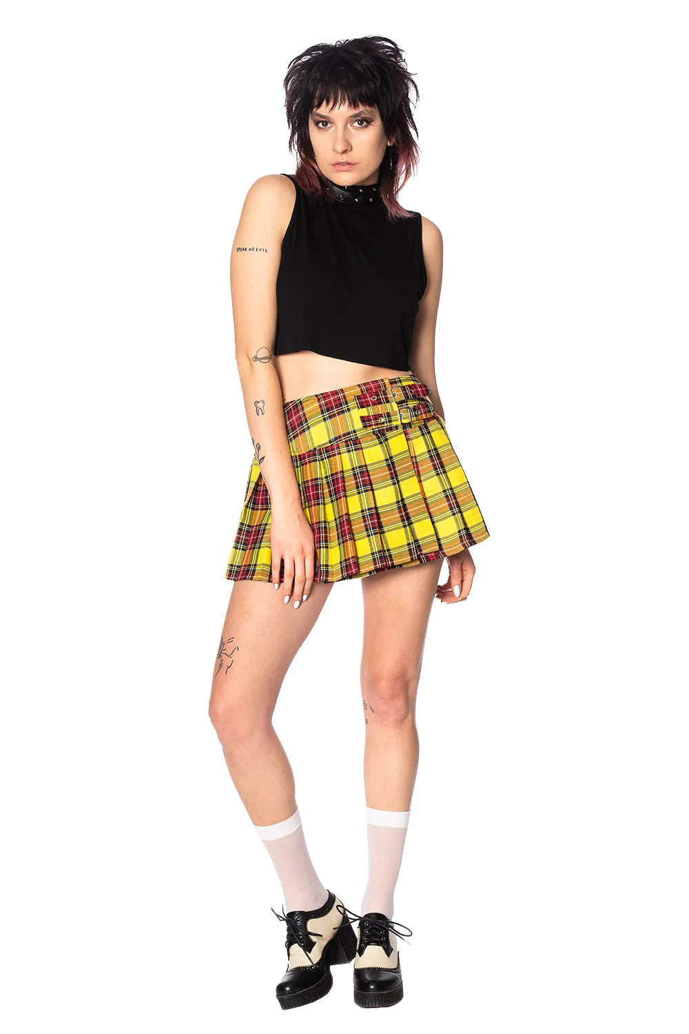 Yellow Tartan Mini Skirt