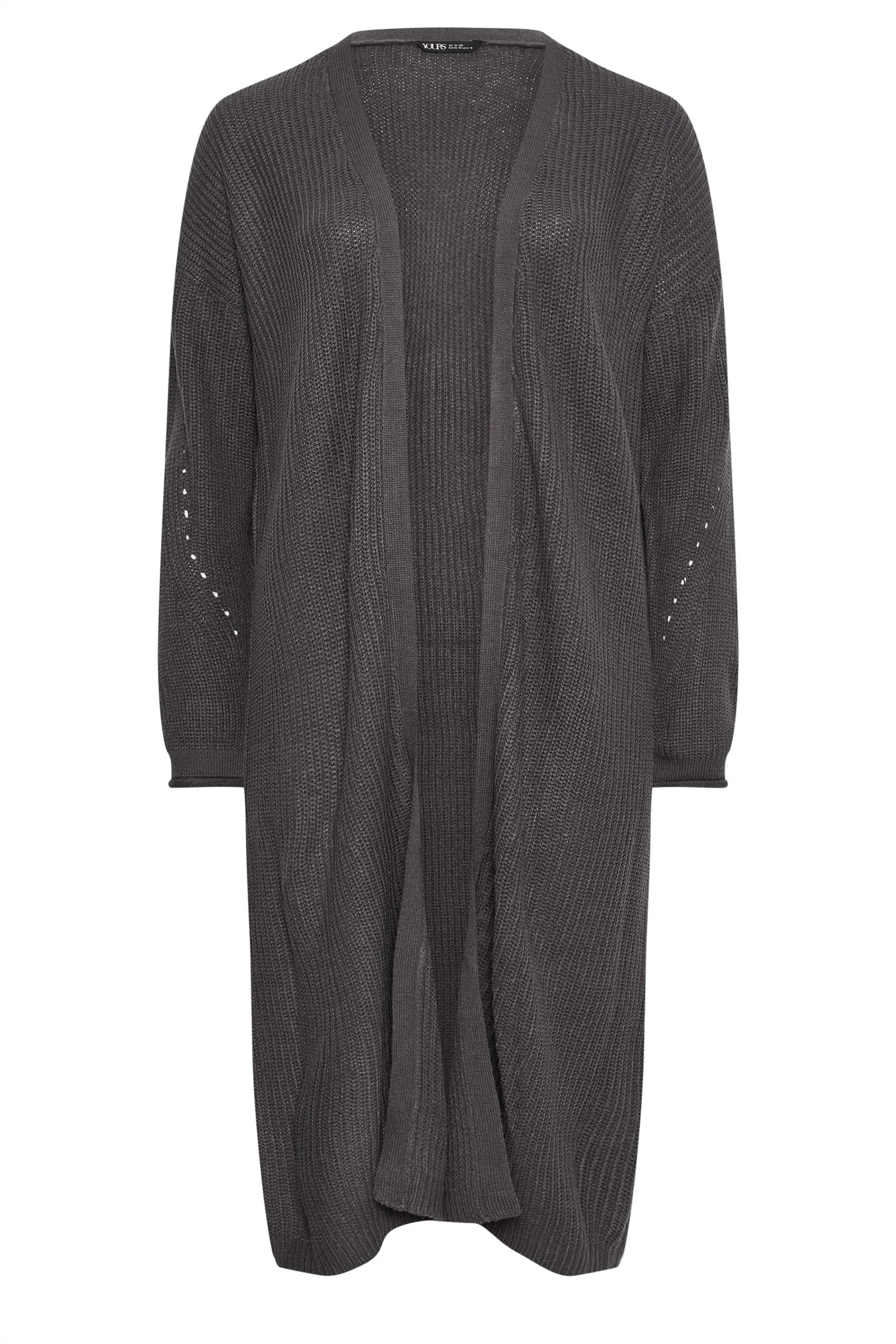 YOURS Curve Charcoal Grey Knitted Maxi Cardigan