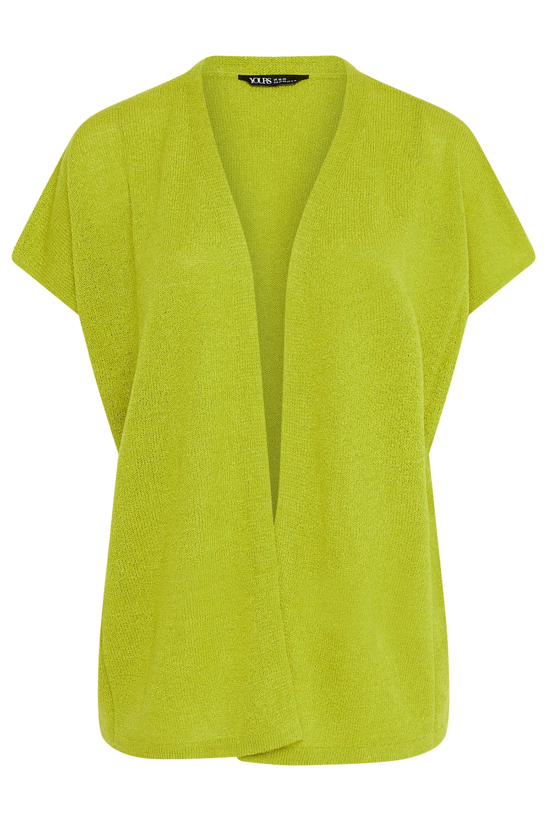 YOURS Curve Chartreuse Green Short Sleeve Cardigan